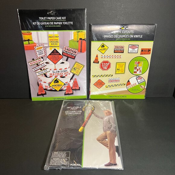 Lot of Novelty Funny Over the Hill Birthday Party Decor Inflatable Cane, TP Cake - Picture 2 of 6